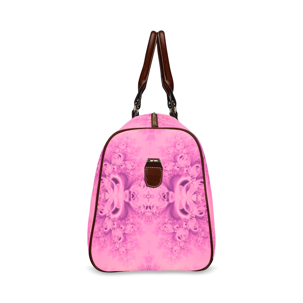 Pink Morning Frost Fractal Waterproof Travel Bag/Small (Model 1639)