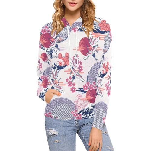 CRANE & MOON LIGHT All Over Print Hoodie for Women (USA Size) (Model H13)