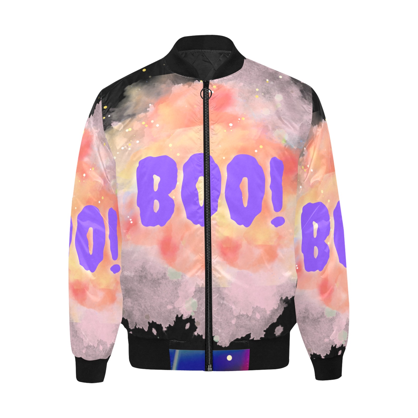 boo! All Over Print Quilted Bomber Jacket for Men (Model H33)