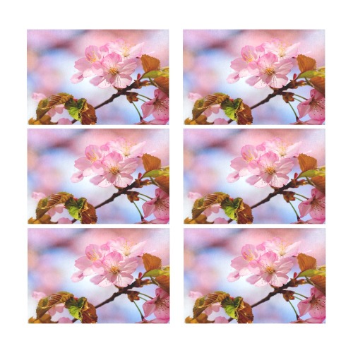 Beauty, love, wisdom of sakura cherry flowers. Placemat 12’’ x 18’’ (Set of 6)