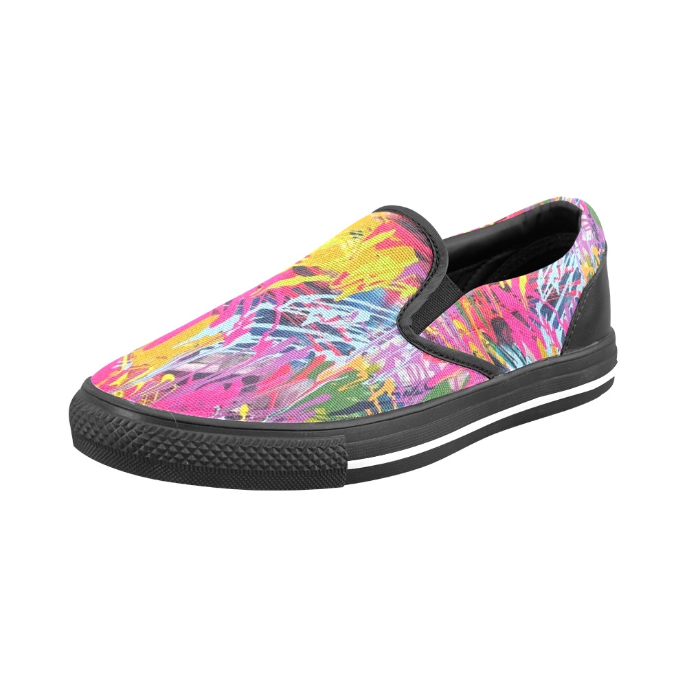 Wondering Black Women's Slip-on Canvas Shoes (Model 019)