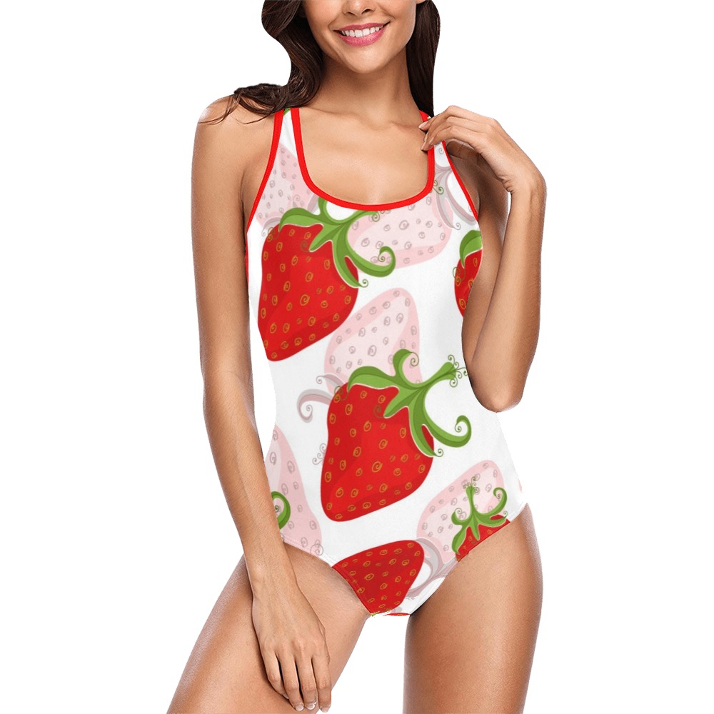 Strawberries Vest One Piece Swimsuit (Model S04)
