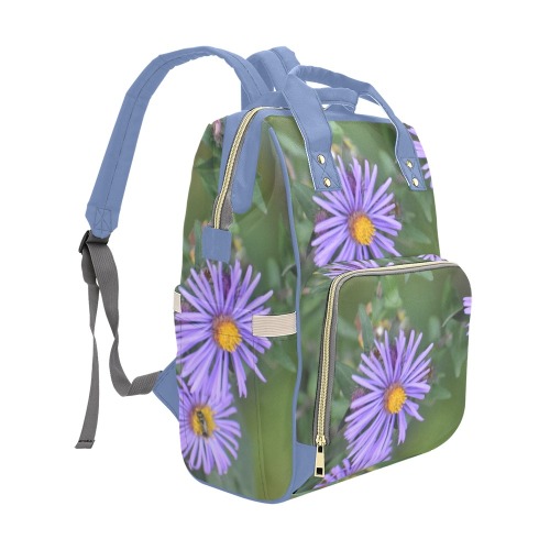 Purple Flowers Diaper Bag Multi-Function Diaper Backpack/Diaper Bag (Model 1688)