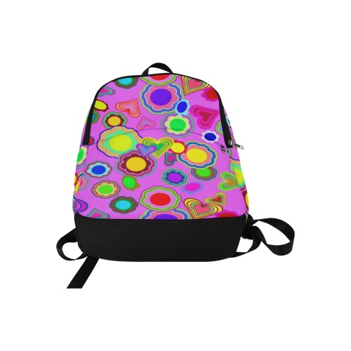 Groovy Hearts and Flowers Pink Fabric Backpack for Adult (Model 1659)
