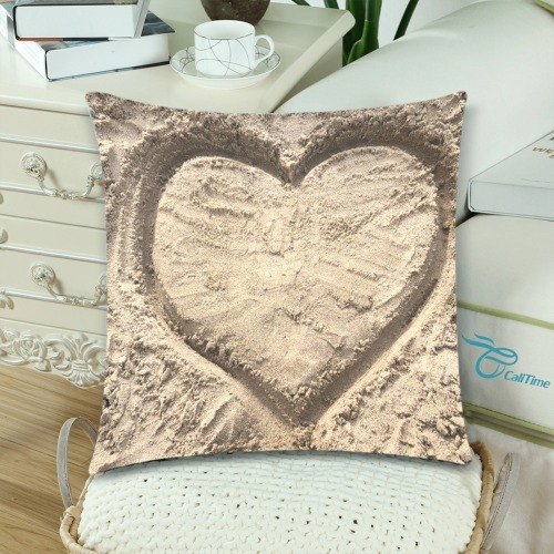 Love in the Sand Collection Custom Zippered Pillow Cases 18"x 18" (Twin Sides) (Set of 2)