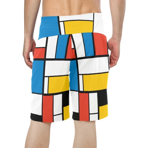Mondrian De Stijl Modern Men's All Over Print Board Shorts (Model L16)