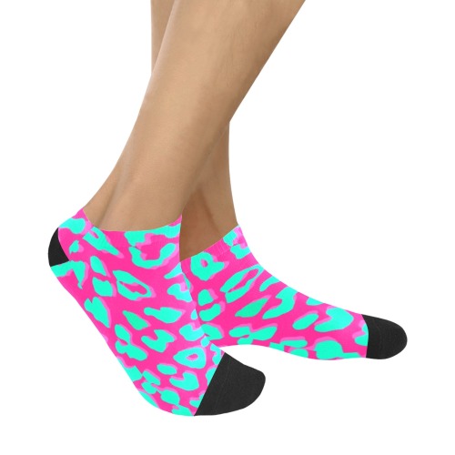 Leopard Print Pink Mint Women's Ankle Socks