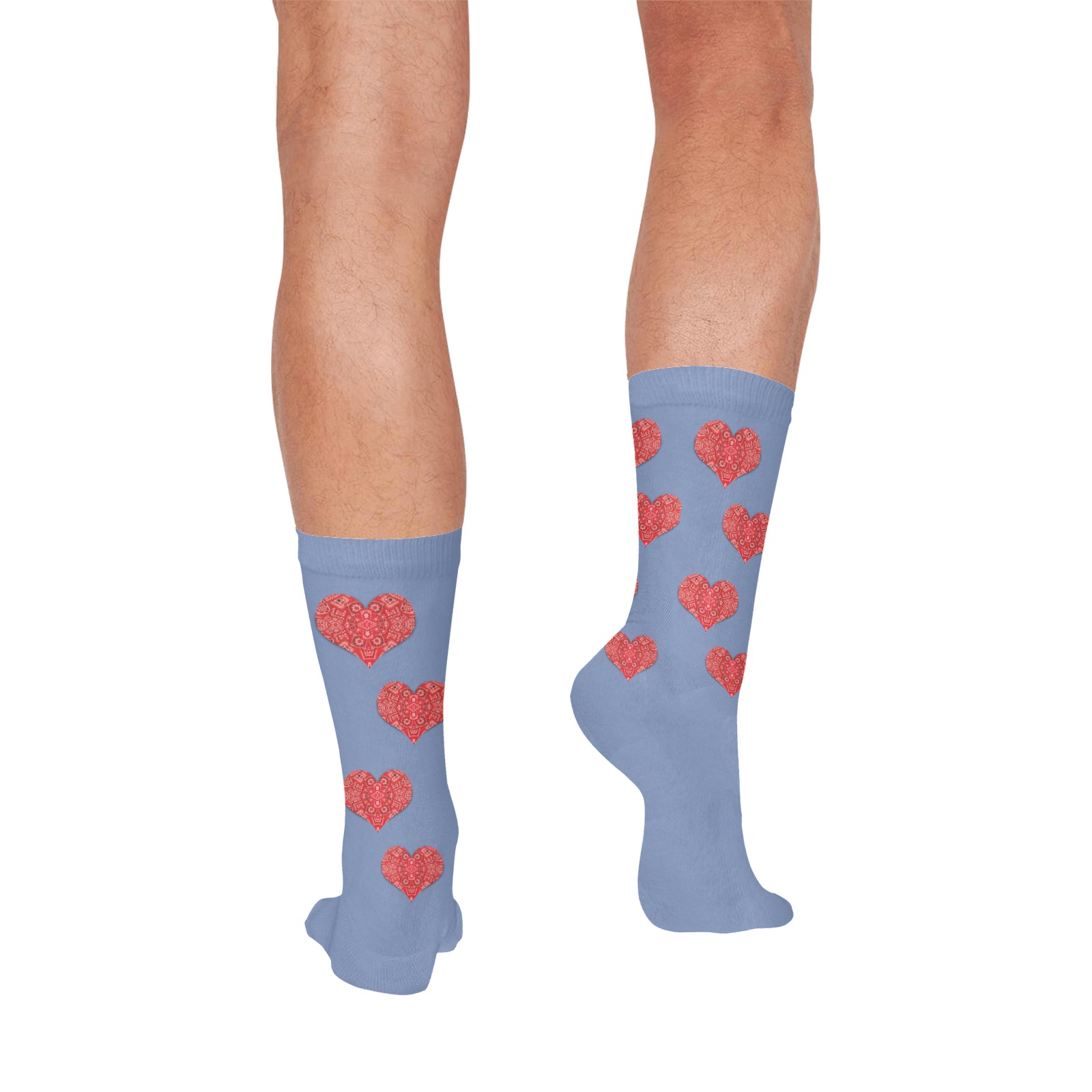 Bandana Hearts on Blue All Over Print Socks for Men