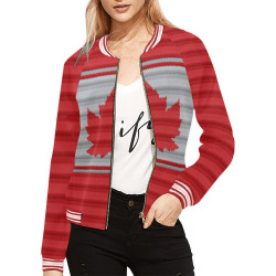 Canada Knit Print All Over Print Bomber Jacket for Women (Model H21)