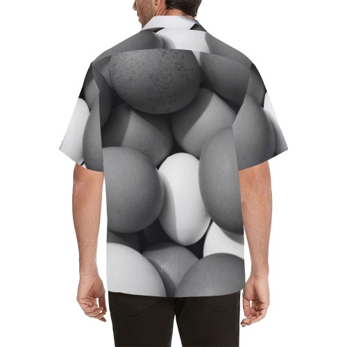 Chicken Eggs in Black and White Hawaiian Shirt (Model T58)