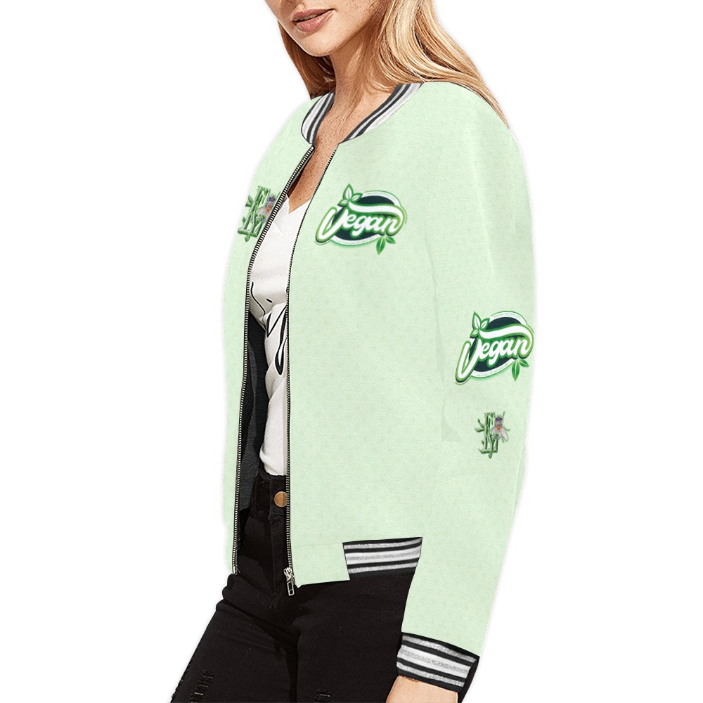 Vegan Collectable Fly All Over Print Bomber Jacket for Women (Model H21)