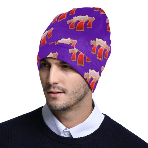 Las Vegas Lucky Sevens 777 - Purple All Over Print Beanie for Adults