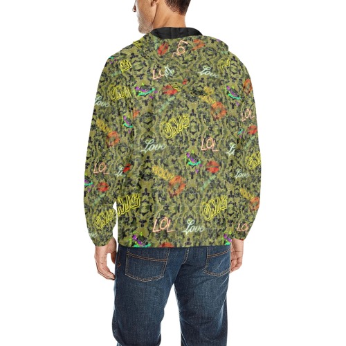 Camouflage Pop Art by Nico Bielow All Over Print Quilted Windbreaker for Men (Model H35)