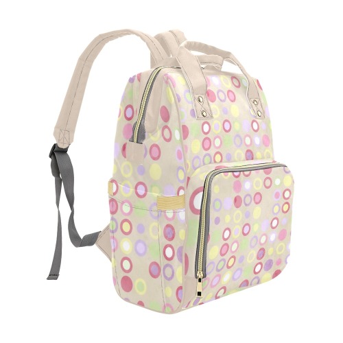 pink-polka-dots Multi-Function Diaper Backpack/Diaper Bag (Model 1688)