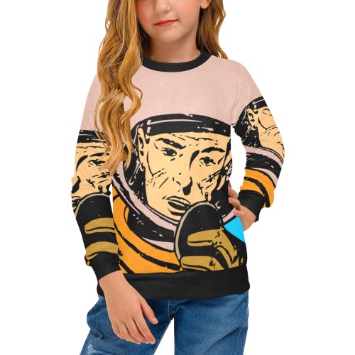 astronaut Girls' All Over Print Crew Neck Sweater (Model H49)