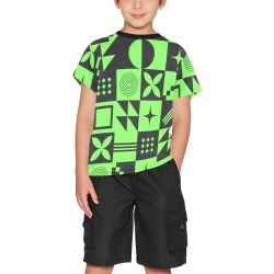 Neon Green Geo Abstract Big Boys' All Over Print Crew Neck T-Shirt (Model T40-2)