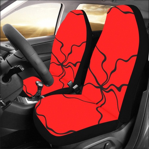 Black InterlockingCircles Noisy Red Car Seat Covers (Set of 2)