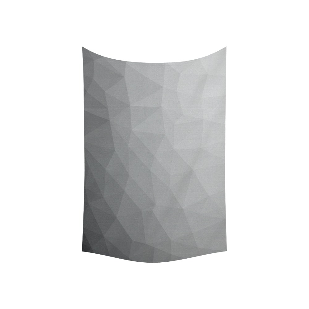 Grey Gradient Geometric Mesh Pattern Cotton Linen Wall Tapestry 60"x 40"