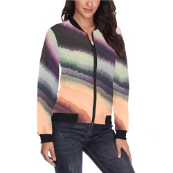 Abstract digital watercolor stripes 007 All Over Print Bomber Jacket for Women (Model H36)