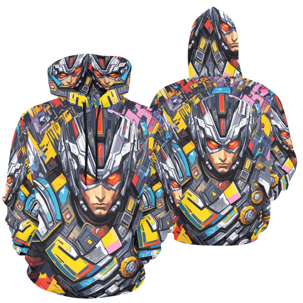 Striking abstract art of a futuristic cyborg man. All Over Print Hoodie for Men (USA Size) (Model H13)