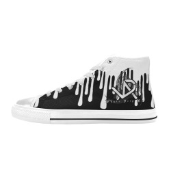 WDR White Drip High Tops BW Men’s Classic High Top Canvas Shoes (Model 017)