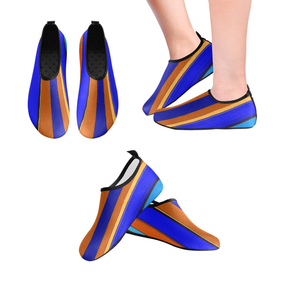 Abstract Blue And Orange 930 Kids' Slip-On Water Shoes (Model 056)