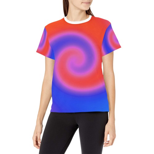 Swirl Red Blue Women's All Over Print Crew Neck T-Shirt (Model T40-2)