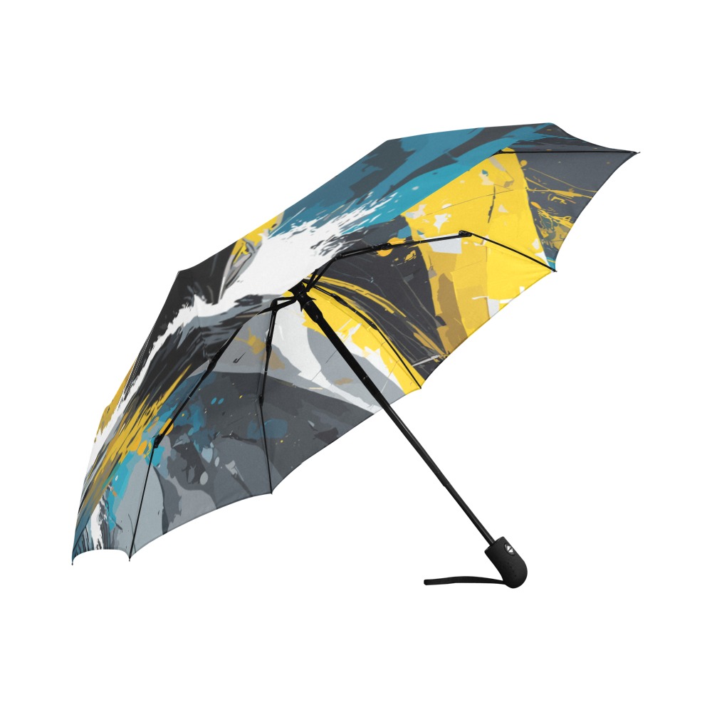 Chic fantasy sail yacht. Yellow, white, black Auto-Foldable Umbrella (Model U04)