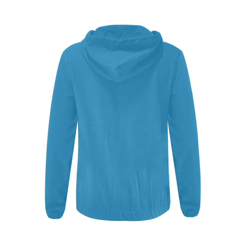 Solid Blue All Over Print Full Zip Hoodie for Women (Model H14)