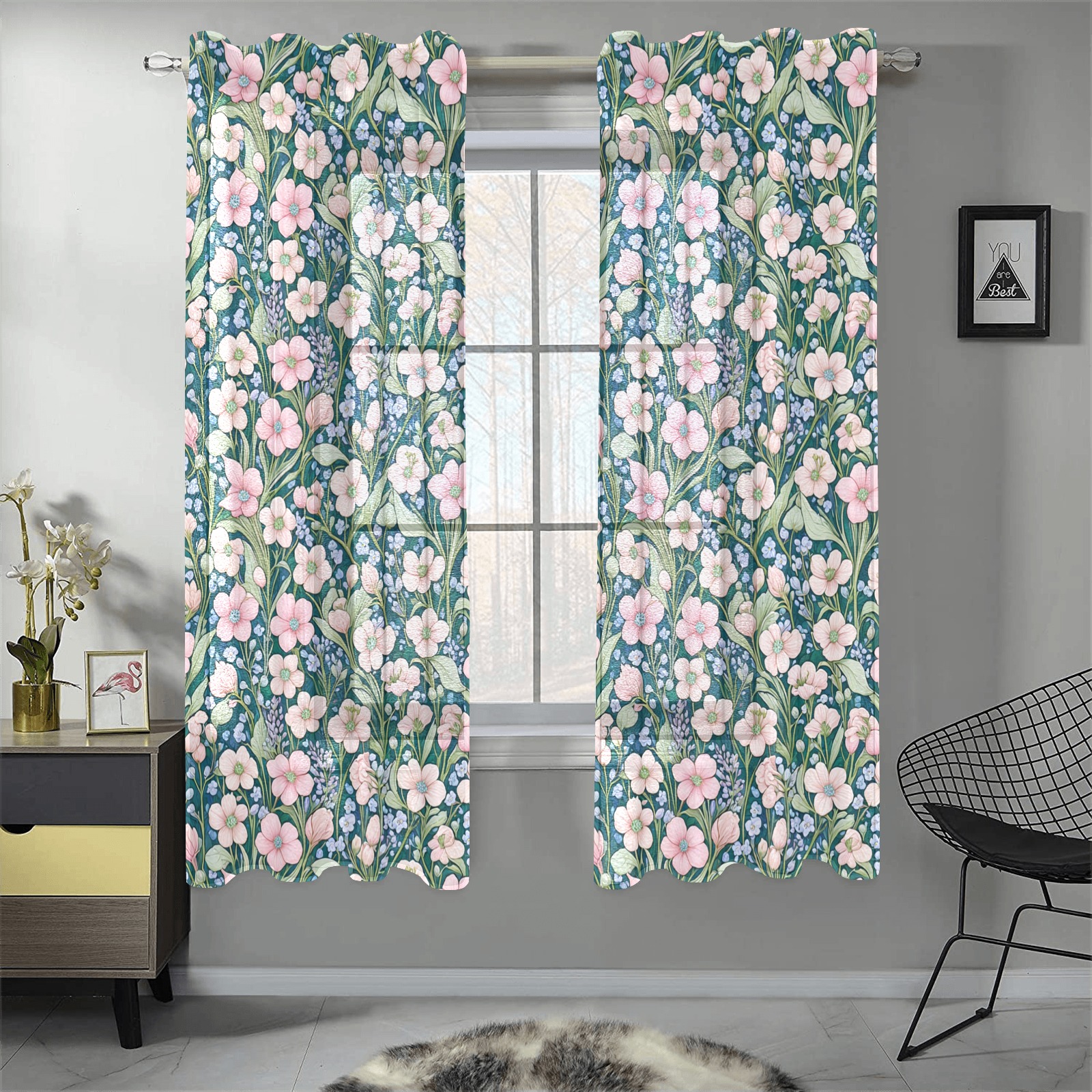 Fabulous Florals 21 Gauze Curtain 28"x63" (Two-Piece)