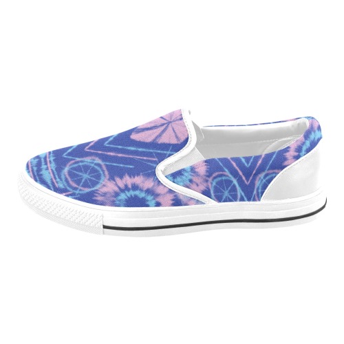 Tie Dye Effect on Navy Slip-on Canvas Shoes for Kid (Model 019)