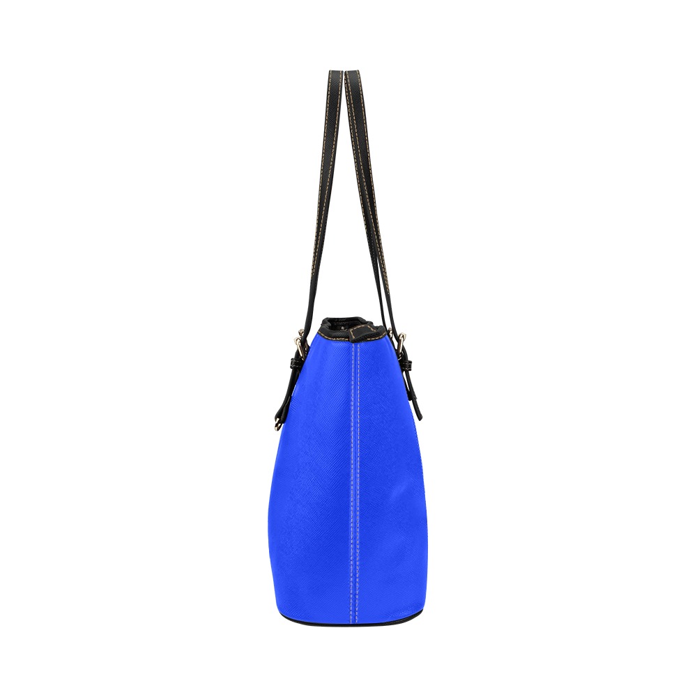Electric Blue Leather Tote Bag/Small (Model 1651)