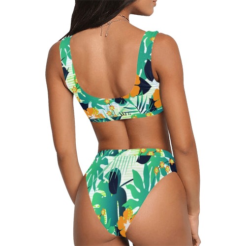 GROOVY FUNK THING FLORAL Sport Top & High-Waisted Bikini Swimsuit (Model S07)