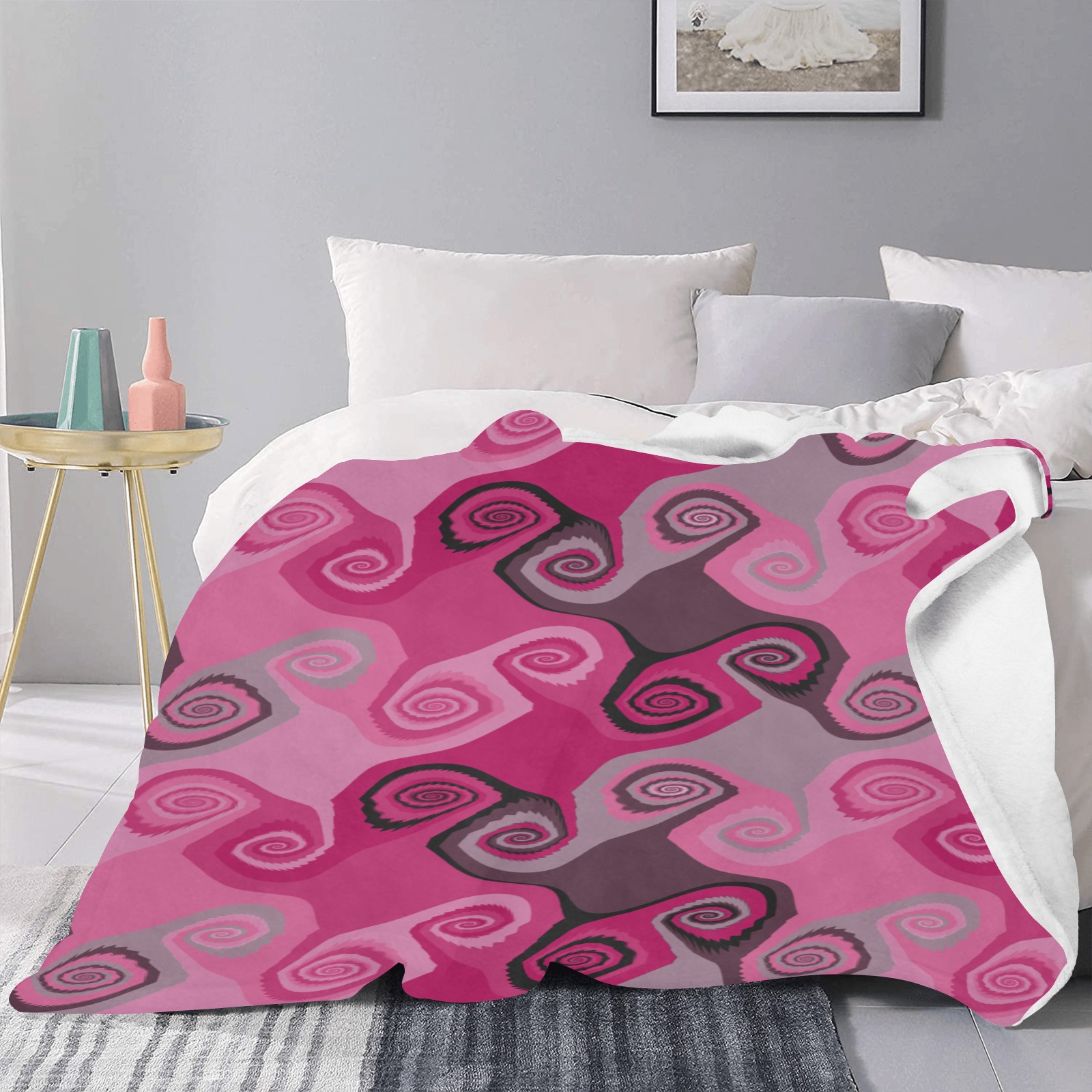 Pink Sand Swirls Ultra-Soft Micro Fleece Blanket 60"x80" (Thick)