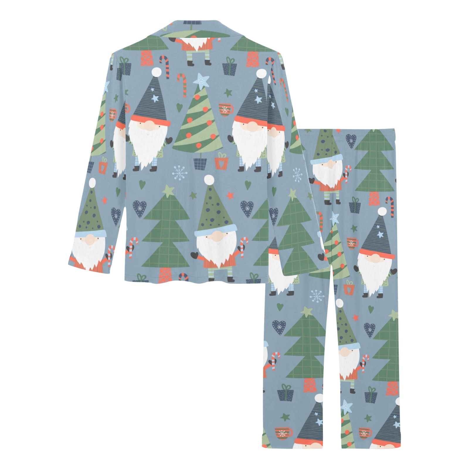Christmas Gnomes and Trees Women's Long Pajama Set