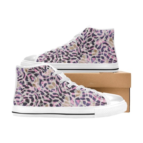 Abstract wavy animal lilac Women's Classic High Top Canvas Shoes (Model 017)