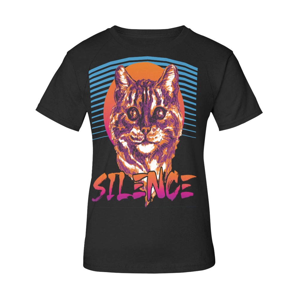 Cat Silence Women's Raglan T-Shirt/Front Printing (Model T62)