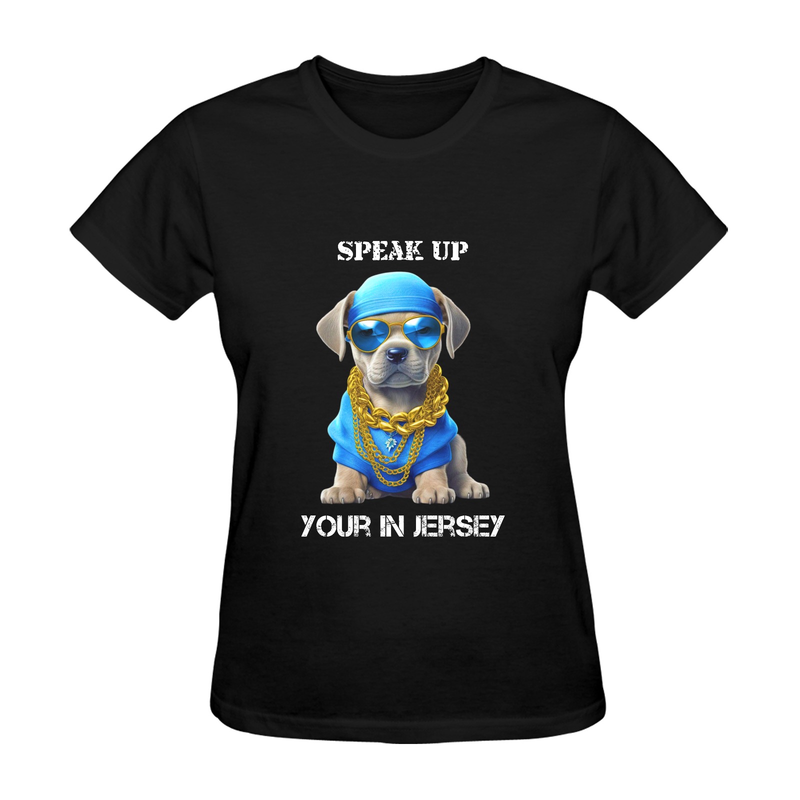 Pitbull Speak Up Your In Jersey (BL) Sunny Women's T-shirt (Model T05)