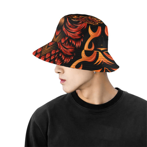 Fire Owl All Over Print Bucket Hat for Men