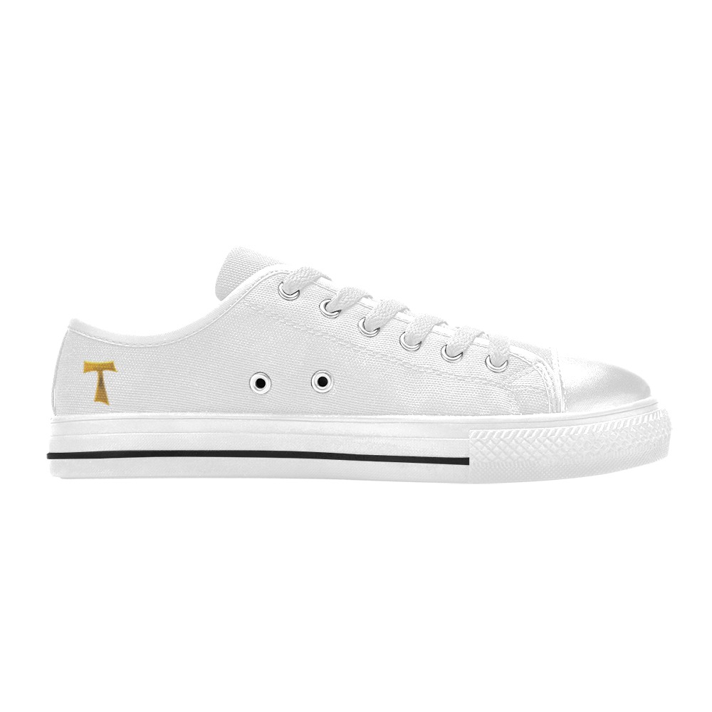 Franciscan Tau Cross Pax Et Bonum Gold  Metallic Low Top Canvas Shoes for Kid (Model 018)