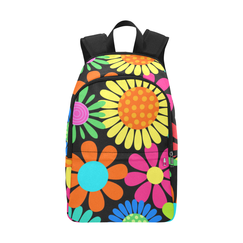 Retro Daisy Flower Power Sixties Hippy Pattern Fabric Backpack for Adult (Model 1659)