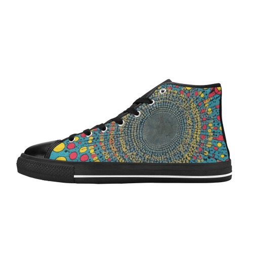 Fantasy abstract art of dots and rings. Men’s Classic High Top Canvas Shoes (Model 017)