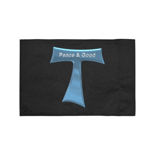 Franciscan Tau Cross Peace and Good  Blue Metallic Motorcycle Flag (Twin Sides)