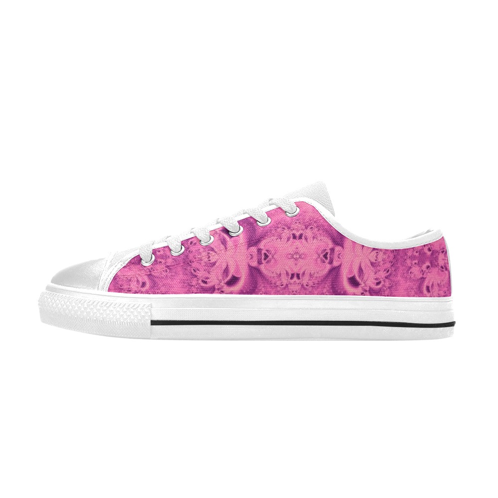 Pink Morning Frost Fractal Women's Classic Canvas Shoes (Model 018)