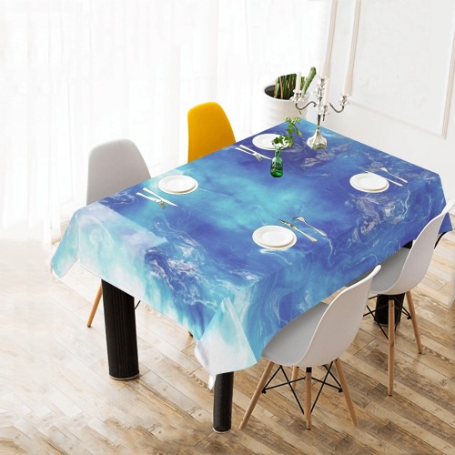 Encre Bleu Photo Cotton Linen Tablecloth 60"x 84"