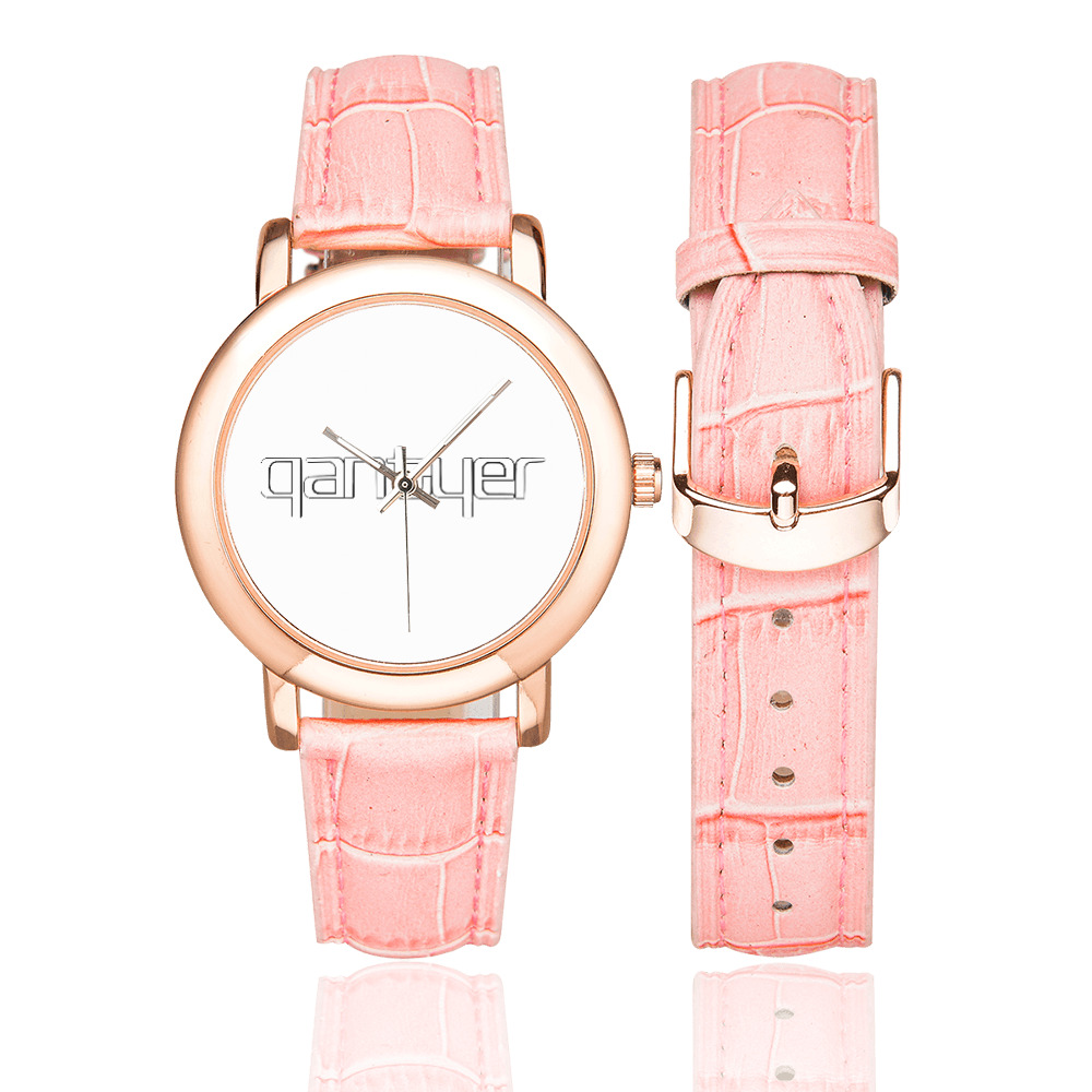 W-Rose Q68103 | Women's Rose Gold Leather Strap Watch(Model 201)