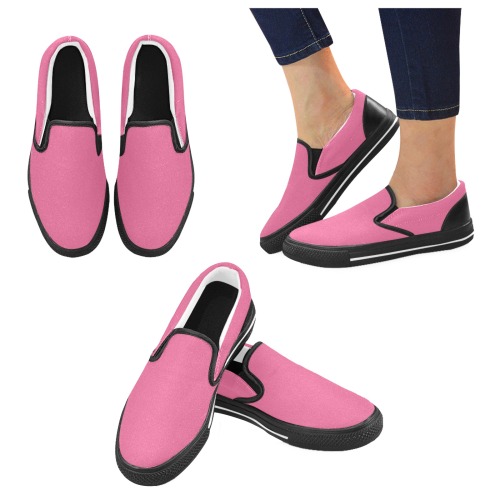 color French pink Men's Slip-on Canvas Shoes (Model 019)
