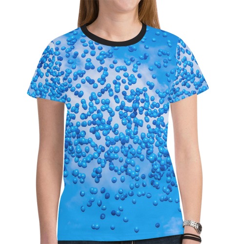 Blue Toy Balloons Flight Air Sky Dream New All Over Print T-shirt for Women (Model T45)