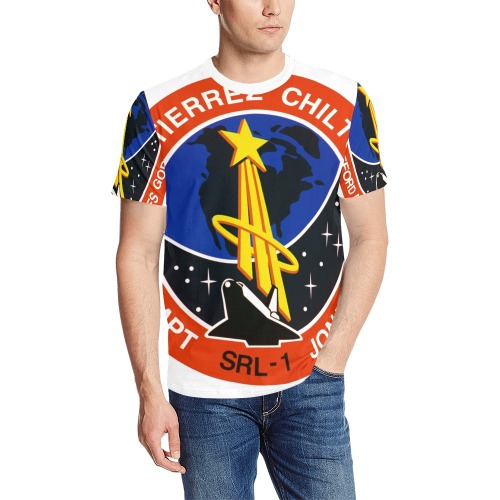STS-59 PATCH Men's All Over Print T-Shirt (Solid Color Neck) (Model T63)