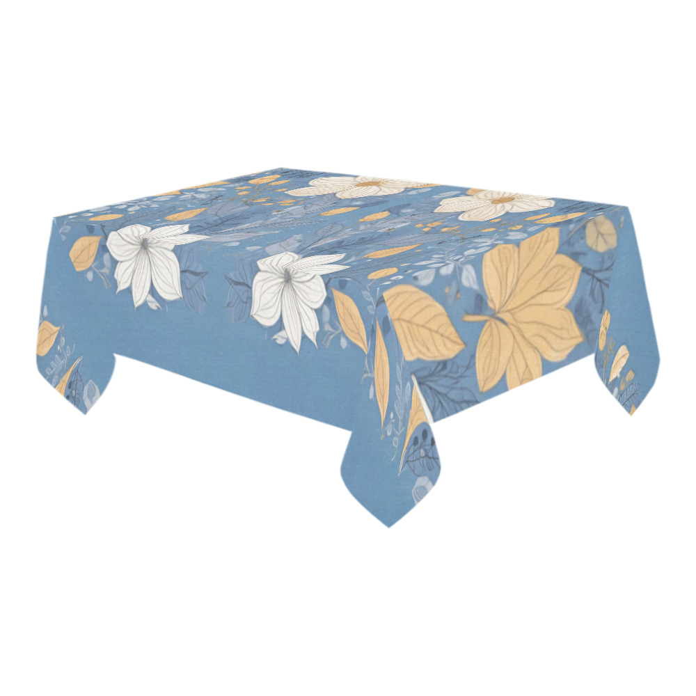 Flowers Cotton Linen Tablecloth 60" x 90"